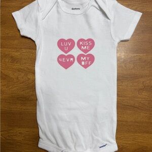 Gerber White Pajama Top with Pink Heart Design